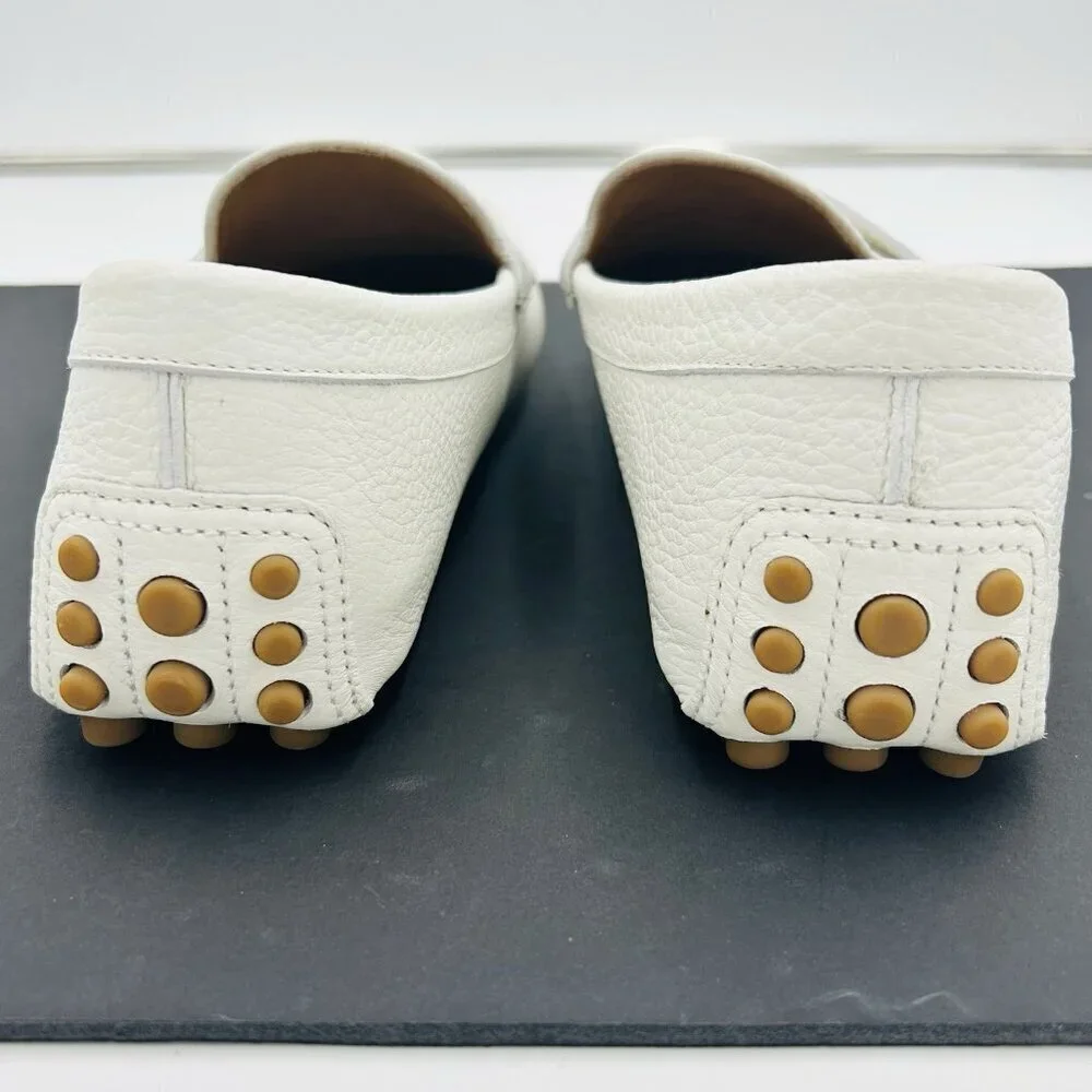 Gucci Men's White Scotch Grain Leather Driving Shoes Size US 9.5 G 9 EUR 43 NEW - Picture 8 of 14